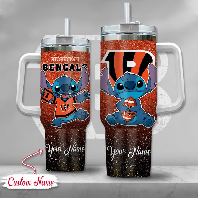 Cincinnati Bengals Nfl Custom Stanley Quencher 40Oz Stainless Steel Tumbler With Handle