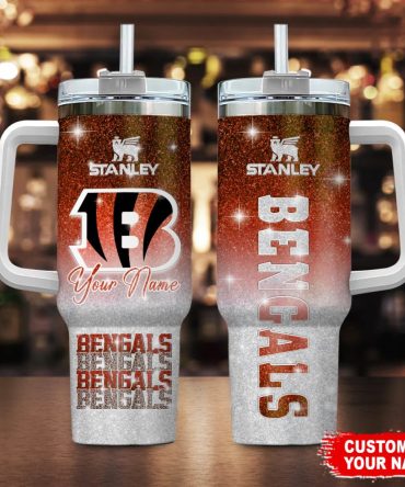 Cincinnati Bengals Nfl Custom Stanley Quencher 40Oz Stainless Steel Tumbler With Handle