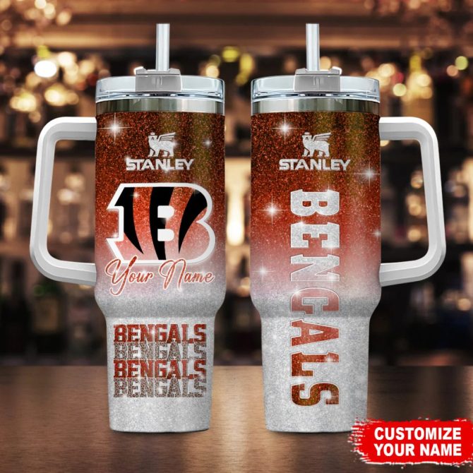 Cincinnati Bengals Nfl Custom Stanley Quencher 40Oz Stainless Steel Tumbler With Handle