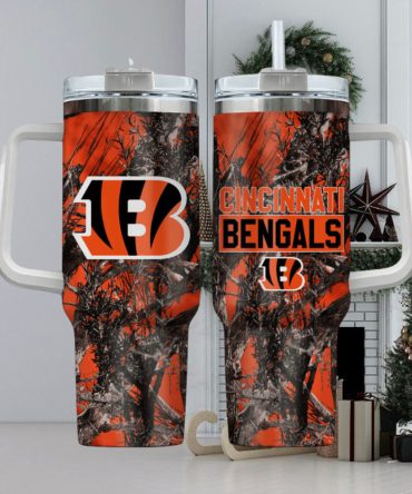 Cincinnati Bengals Nfl Custom Stanley Quencher 40Oz Stainless Steel Tumbler With Handle