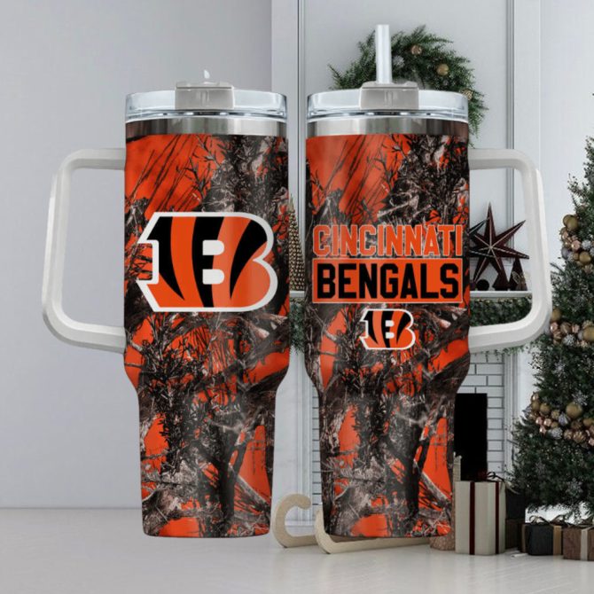 Cincinnati Bengals Nfl Custom Stanley Quencher 40Oz Stainless Steel Tumbler With Handle