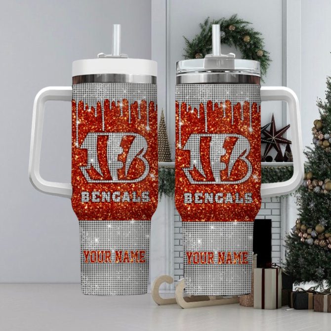Cincinnati Bengals Nfl Custom Stanley Quencher 40Oz Stainless Steel Tumbler With Handle