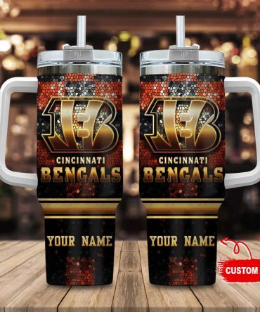 Cincinnati Bengals Nfl Custom Stanley Quencher 40Oz Stainless Steel Tumbler With Handle