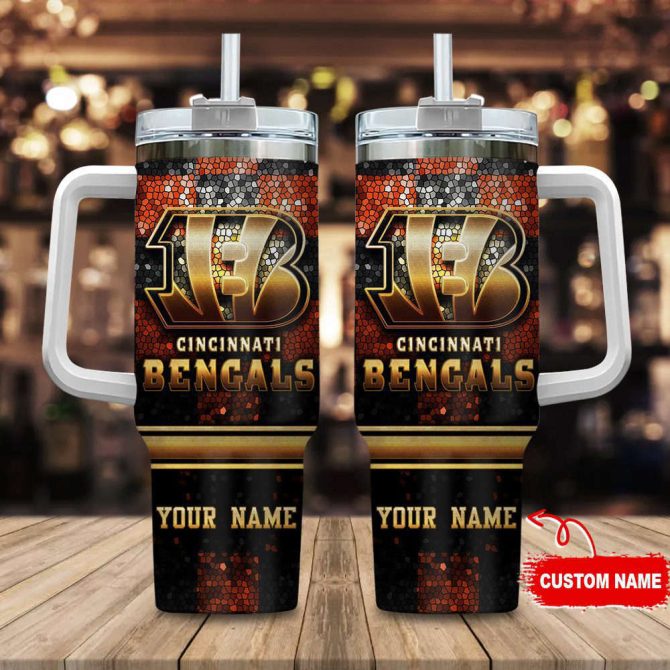 Cincinnati Bengals Nfl Custom Stanley Quencher 40Oz Stainless Steel Tumbler With Handle