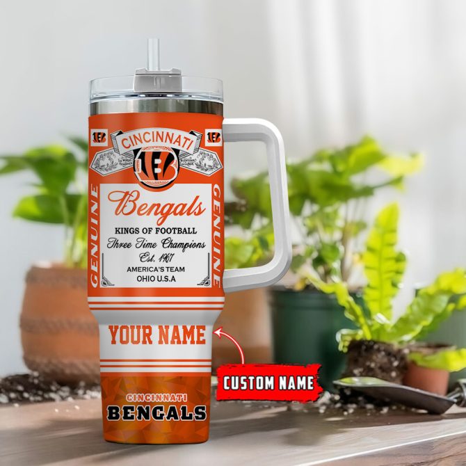 Cincinnati Bengals Nfl Custom Stanley Quencher 40Oz Stainless Steel Tumbler With Handle - Image 2