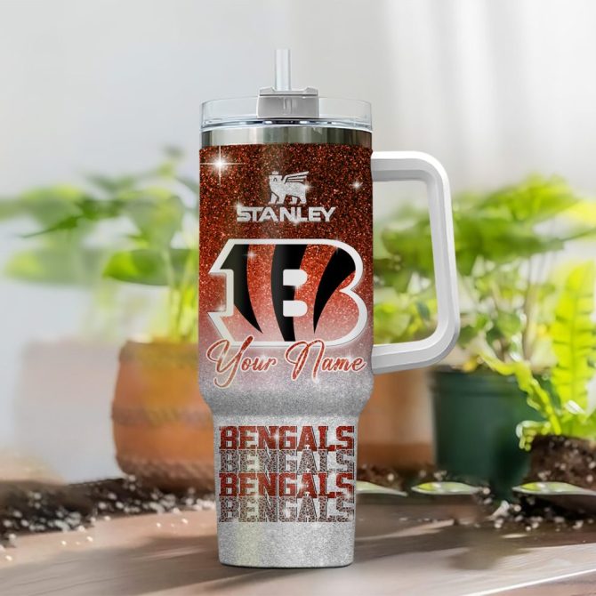 Cincinnati Bengals Nfl Custom Stanley Quencher 40Oz Stainless Steel Tumbler With Handle - Image 2