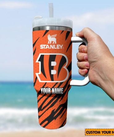 Cincinnati Bengals Nfl Custom Stanley Quencher 40Oz Stainless Steel Tumbler With Handle