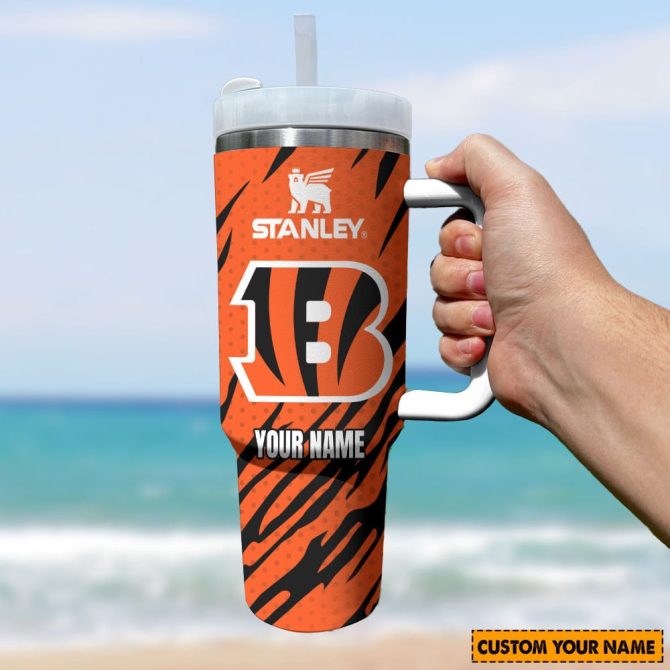 Cincinnati Bengals Nfl Custom Stanley Quencher 40Oz Stainless Steel Tumbler With Handle