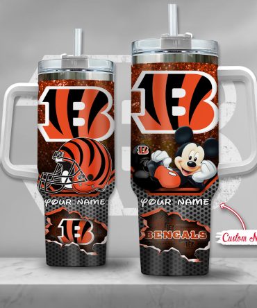 Cincinnati Bengals Nfl Custom Stanley Quencher 40Oz Stainless Steel Tumbler With Handle