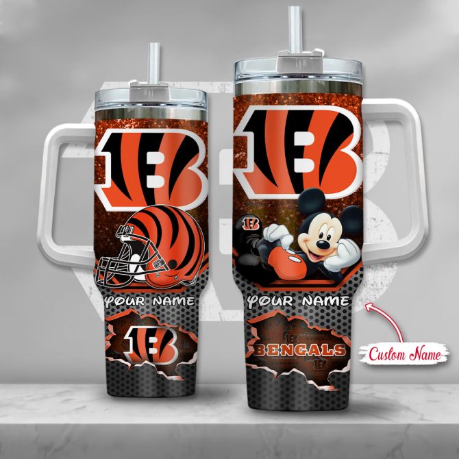 Cincinnati Bengals Nfl Custom Stanley Quencher 40Oz Stainless Steel Tumbler With Handle