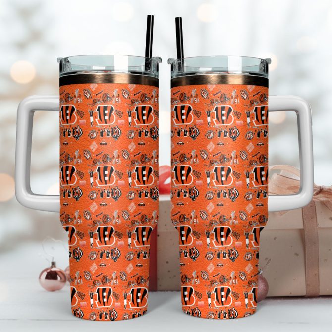 Cincinnati Bengals Nfl Custom Stanley Quencher 40Oz Stainless Steel Tumbler With Handle - Image 4
