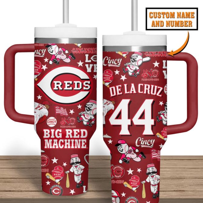 Cincinnati Reds Mlb Custom Stanley Quencher 40Oz Stainless Steel Tumbler - Image 2