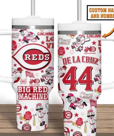 Cincinnati Reds Mlb Custom Stanley Quencher 40Oz Stainless Steel Tumbler