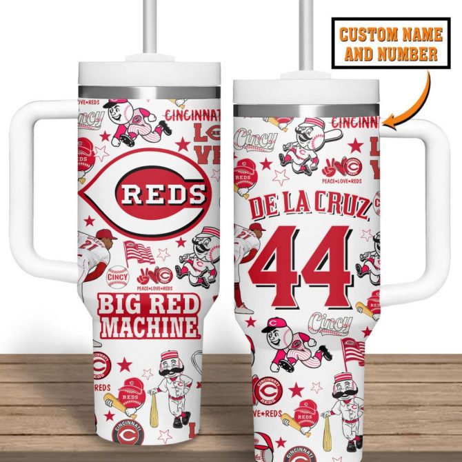 Cincinnati Reds Mlb Custom Stanley Quencher 40Oz Stainless Steel Tumbler