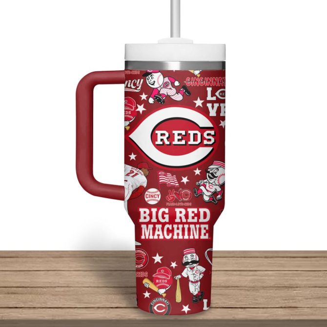 Cincinnati Reds Mlb Custom Stanley Quencher 40Oz Stainless Steel Tumbler - Image 5
