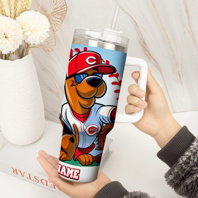 Cincinnati Reds Mlb Custom Stanley Quencher 40Oz Stainless Steel Tumbler With Handle - Image 4