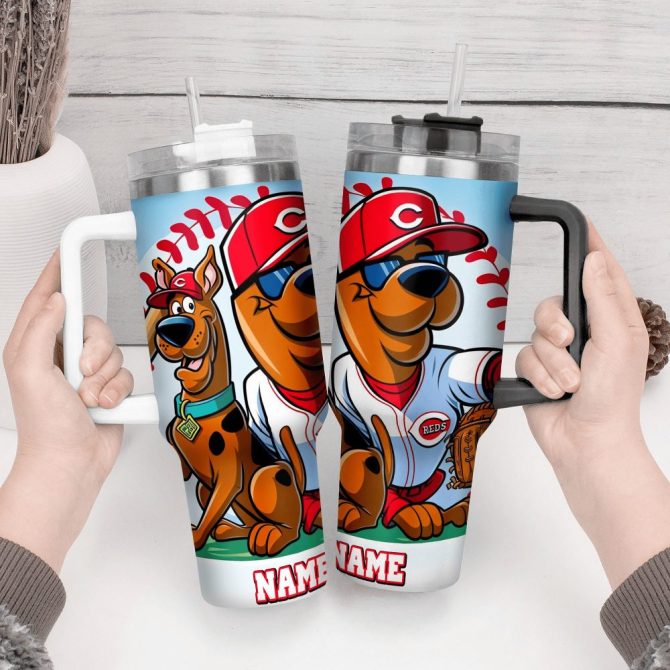 Cincinnati Reds Mlb Custom Stanley Quencher 40Oz Stainless Steel Tumbler With Handle - Image 3