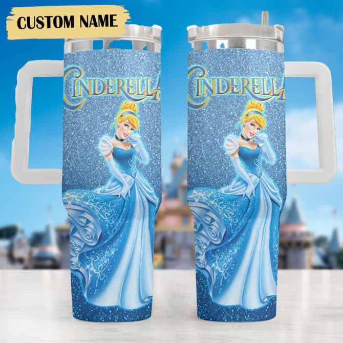Cinderella Cartoon Custom Stanley Quencher 40Oz Stainless Steel Tumbler - Image 3