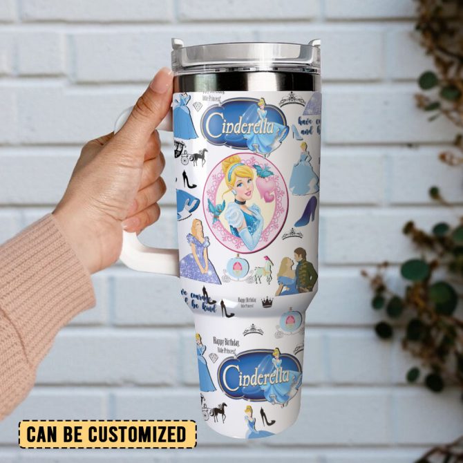 Cinderella Disney Cartoon Custom Stanley Quencher 40Oz Stainless Steel Tumbler With Handle - Image 3