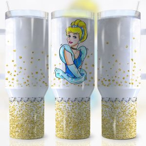 Cinderella Disney Cartoon Custom Stanley Quencher 40Oz Stainless Steel Tumbler With Handle