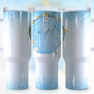 Cinderella Disney Cartoon Custom Stanley Quencher 40Oz Stainless Steel Tumbler With Handle