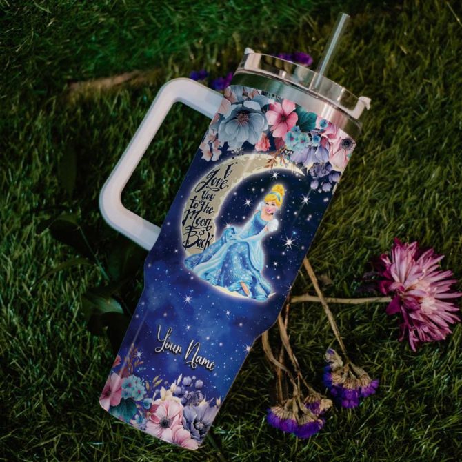 Cinderella Disney Princess Cartoon Custom Stanley Quencher 40Oz Stainless Steel Tumbler With Handle - Image 6
