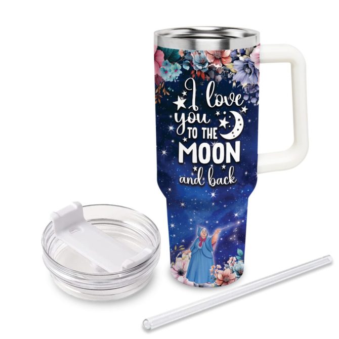 Cinderella Disney Princess Cartoon Custom Stanley Quencher 40Oz Stainless Steel Tumbler With Handle - Image 3