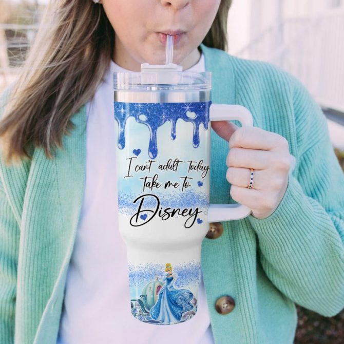 Cinderella Disney Princess Cartoon Custom Stanley Quencher 40Oz Stainless Steel Tumbler With Handle - Image 5
