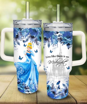 Cinderella Disney Princess Cartoon Custom Stanley Quencher 40Oz Stainless Steel Tumbler With Handle
