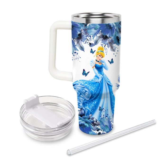 Cinderella Disney Princess Cartoon Custom Stanley Quencher 40Oz Stainless Steel Tumbler With Handle - Image 2