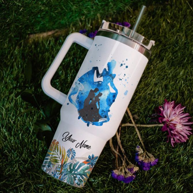 Cinderella Disney Princess Cartoon Custom Stanley Quencher 40Oz Stainless Steel Tumbler With Handle - Image 6