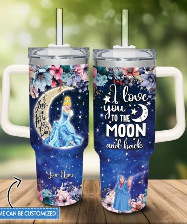 Cinderella Disney Princess Cartoon Custom Stanley Quencher 40Oz Stainless Steel Tumbler With Handle