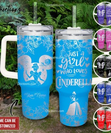 Cinderella Princess Disney Cartoon Custom Stanley Quencher 40Oz Stainless Steel Tumbler