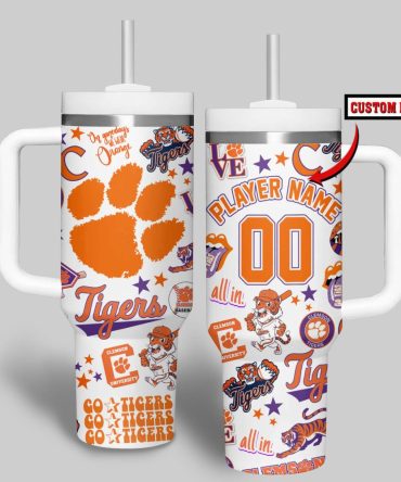 Clemson Tigers Basketball Ncaa Custom Stanley Quencher 40Oz Stainless Steel Tumbler