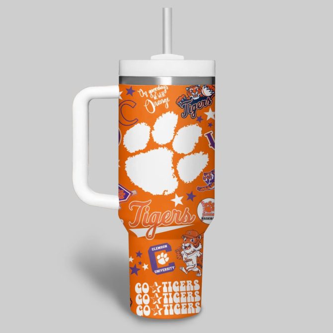 Clemson Tigers Basketball Ncaa Custom Stanley Quencher 40Oz Stainless Steel Tumbler - Image 11