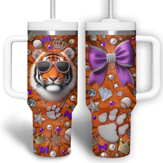 Clemson Tigers Basketball Ncaa Custom Stanley Quencher 40Oz Stainless Steel Tumbler