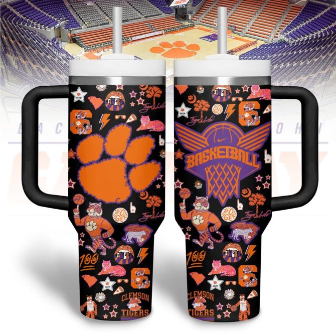 Clemson Tigers Basketball Ncaa Custom Stanley Quencher 40Oz Stainless Steel Tumbler
