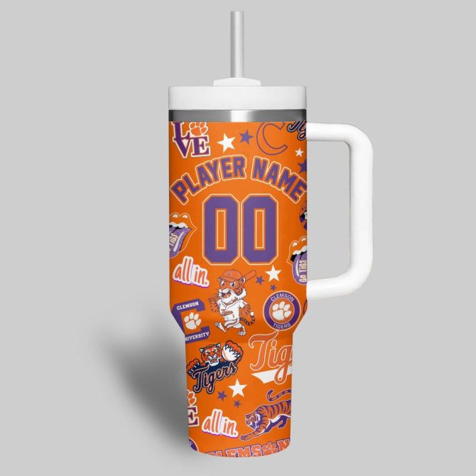 Clemson Tigers Basketball Ncaa Custom Stanley Quencher 40Oz Stainless Steel Tumbler - Image 12