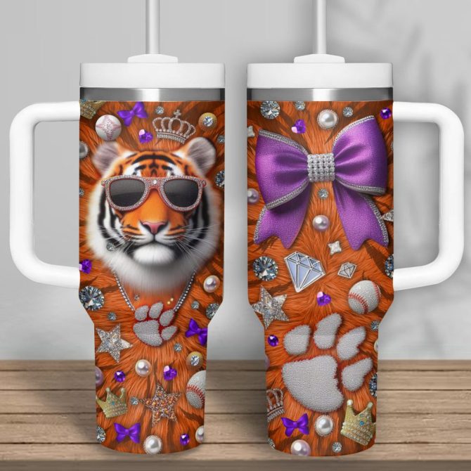 Clemson Tigers Basketball Ncaa Custom Stanley Quencher 40Oz Stainless Steel Tumbler - Image 4