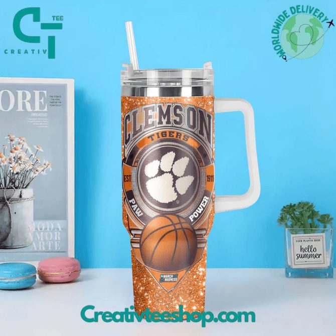 Clemson Tigers Ncaa Custom Stanley Quencher 40Oz Stainless Steel Tumbler With Handle - Image 2