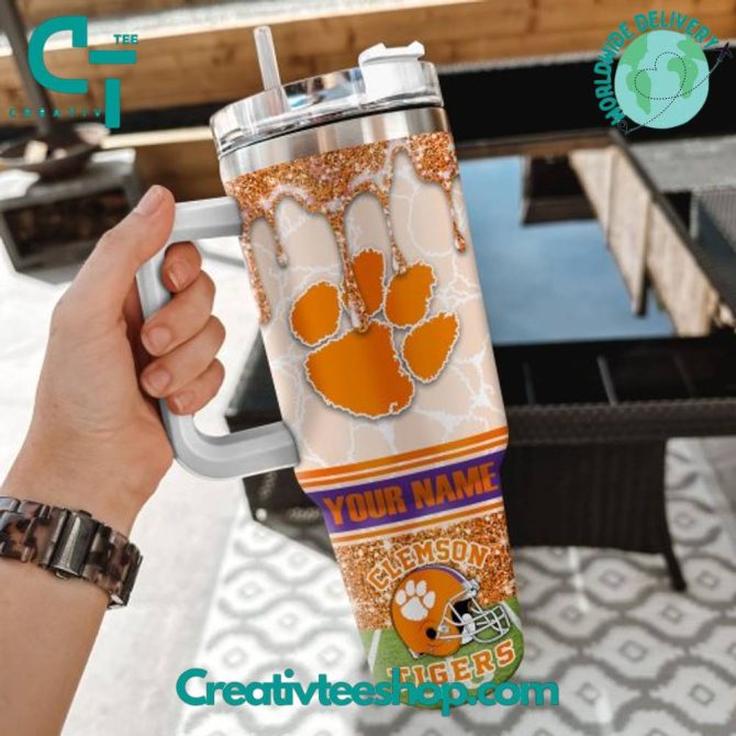 Clemson Tigers Ncaa Custom Stanley Quencher 40Oz Stainless Steel Tumbler With Handle - Image 2
