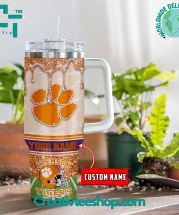 Clemson Tigers Ncaa Custom Stanley Quencher 40Oz Stainless Steel Tumbler With Handle