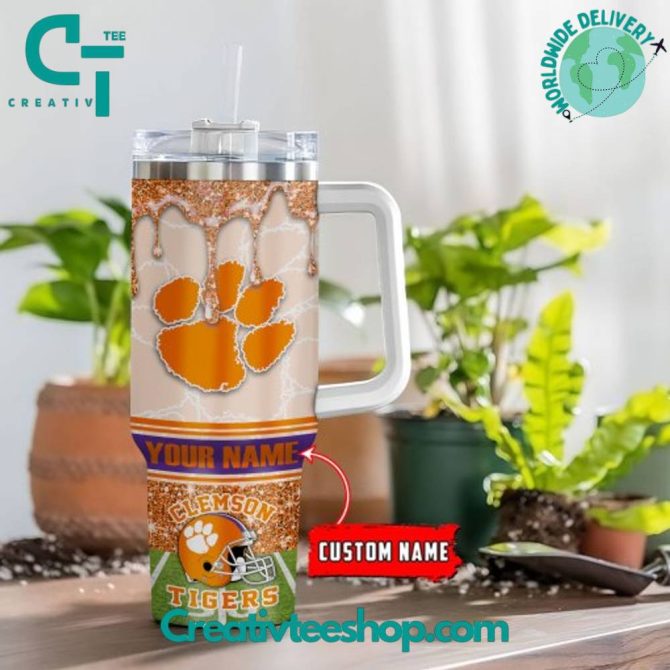 Clemson Tigers Ncaa Custom Stanley Quencher 40Oz Stainless Steel Tumbler With Handle