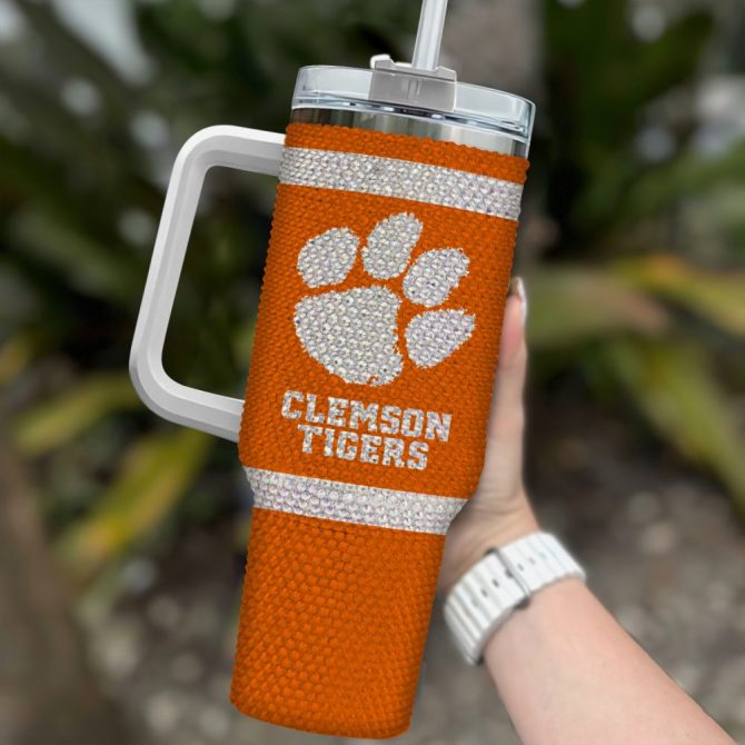 Clemson Tigers Ncaa Custom Stanley Quencher 40Oz Stainless Steel Tumbler With Handle - Image 2