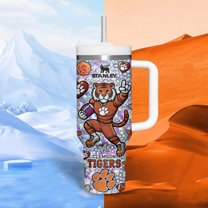 Clemson Tigers Ncaa Sports Custom Stanley Quencher 40Oz Stainless Steel Tumbler With Handle - Image 2