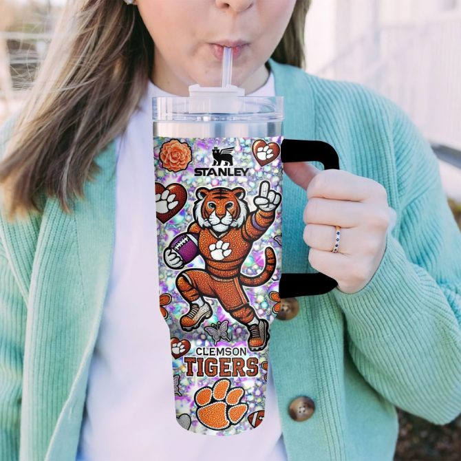 Clemson Tigers Ncaa Sports Custom Stanley Quencher 40Oz Stainless Steel Tumbler With Handle - Image 4
