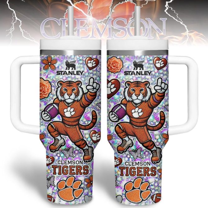 Clemson Tigers Ncaa Sports Custom Stanley Quencher 40Oz Stainless Steel Tumbler With Handle