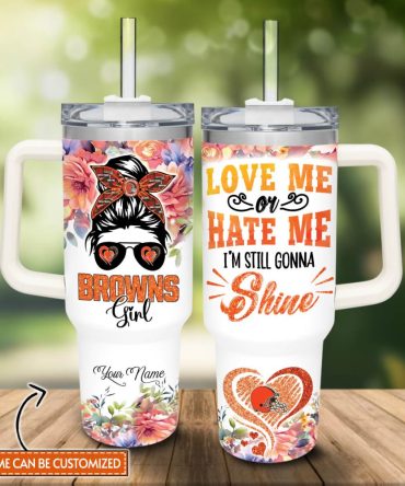 Cleveland Browns Nfl Custom Stanley Quencher 40Oz Stainless Steel Tumbler