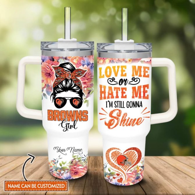 Cleveland Browns Nfl Custom Stanley Quencher 40Oz Stainless Steel Tumbler