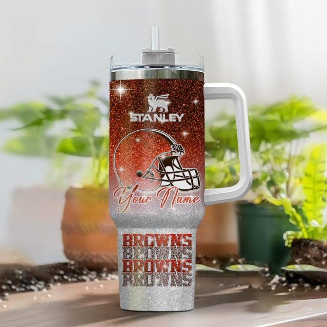 Cleveland Browns Nfl Custom Stanley Quencher 40Oz Stainless Steel Tumbler With Handle - Image 2
